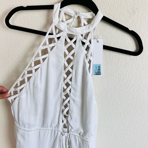 NWT LF Millau Caged Ladder White Drawstring Linen Beach Romper - Picture 7 of 10